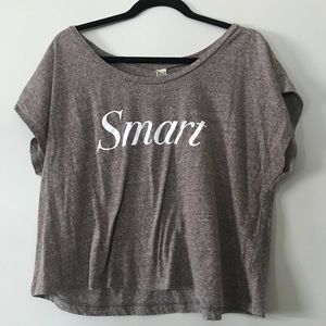 Grey “Smart” Graphic Loose Crop Top